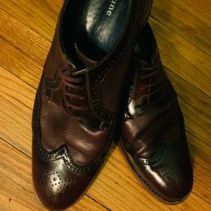 Straight from London. DUNE: Size 12, two tone executive saddle shoes, burgundy.